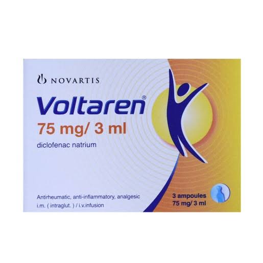 صورة منتج أمبولات فولتارين مسكن للألم ومضاد الروماتيزم والألتهابات 75مجم/ 3مل ديكلوفيناك الصوديوم      3 أمبولات