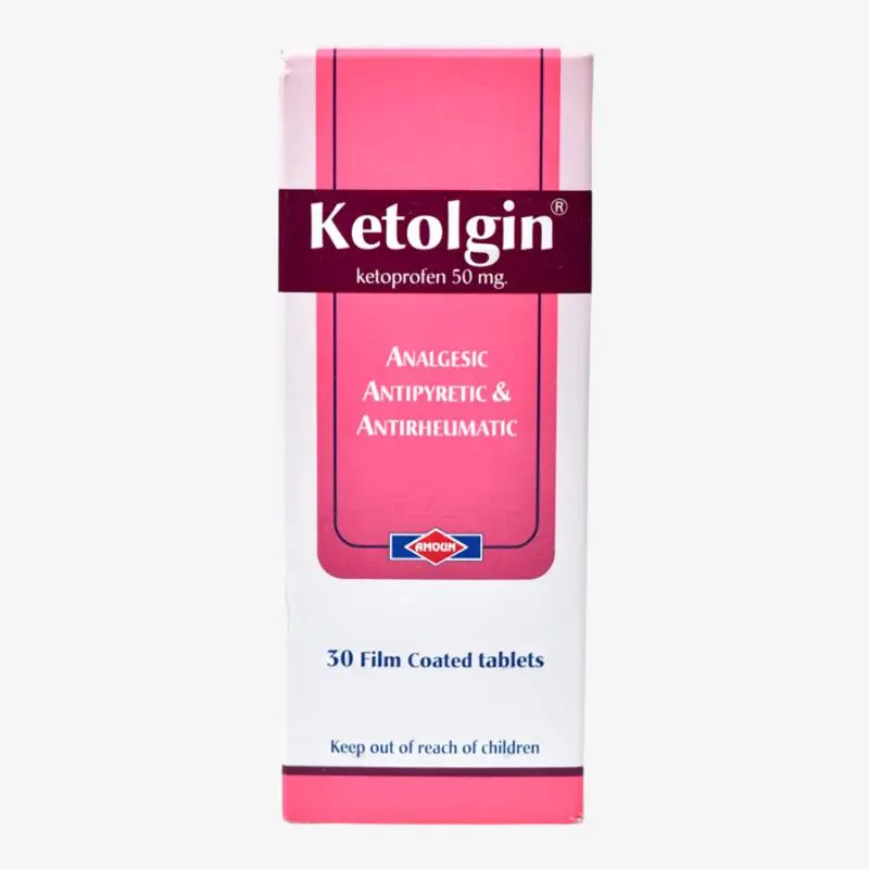 صورة منتج أقراص كيتولجين 50مجم كيتوبروفين مسكن للألام وخافض للحراره ومضاد للإلتهابات | 30 قرص